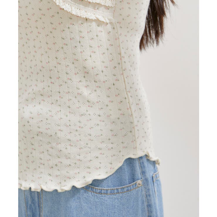 【洗える】パターンメッシュフリルキャミソール | VIS  | 詳細画像17 