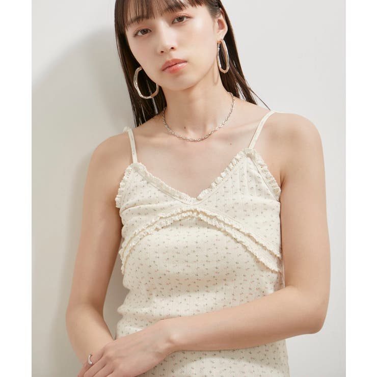 【洗える】パターンメッシュフリルキャミソール | VIS  | 詳細画像3 