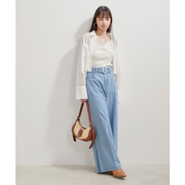 【洗える】パターンメッシュフリルキャミソール | VIS  | 詳細画像6 