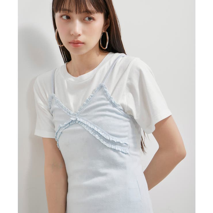 【洗える】パターンメッシュフリルキャミソール | VIS  | 詳細画像7 