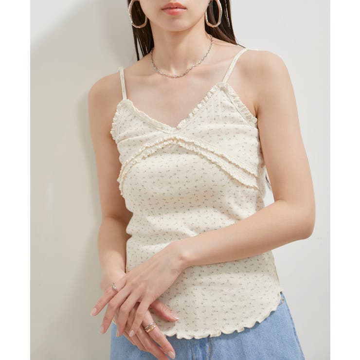 キナリ系(17) | 【洗える】パターンメッシュフリルキャミソール | VIS 