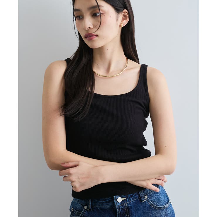 ブラック(01) | 【洗える】タイニーストラップラメタンクトップ | VIS 