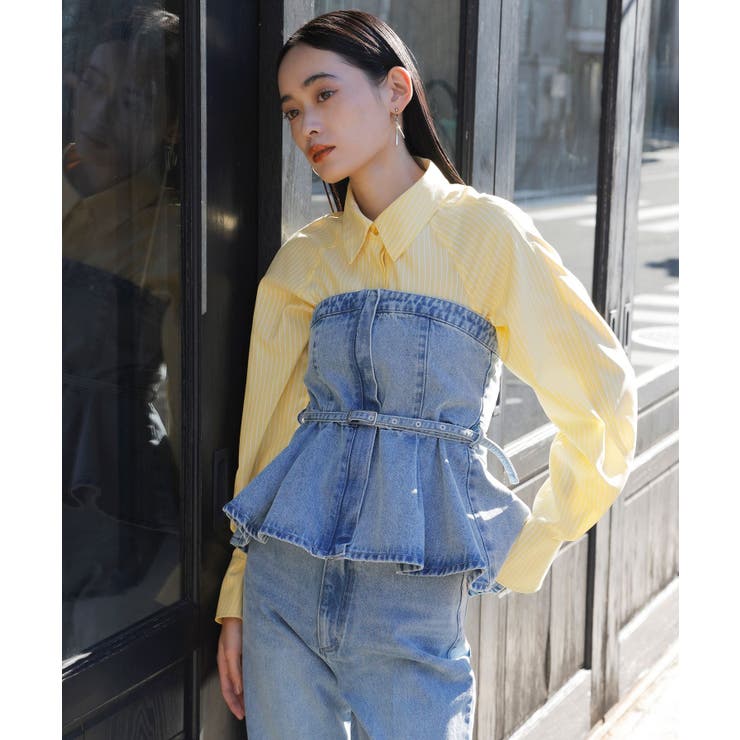 【洗える】デニムフレアベアトップ | VIS  | 詳細画像1 