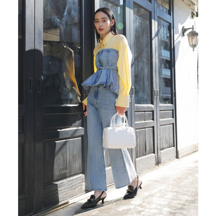 【洗える】デニムフレアベアトップ | VIS  | 詳細画像3 