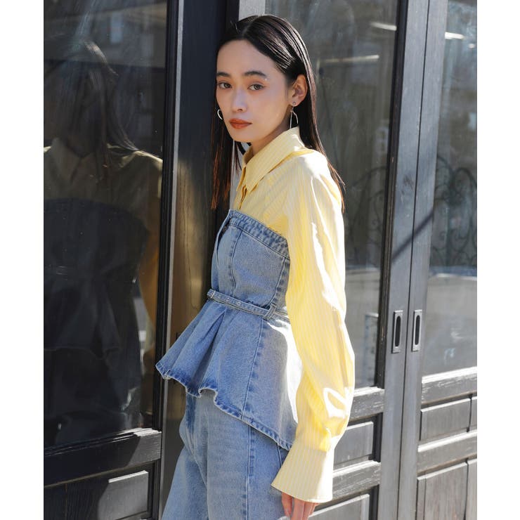 【洗える】デニムフレアベアトップ | VIS  | 詳細画像4 