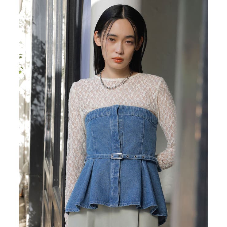 【洗える】デニムフレアベアトップ | VIS  | 詳細画像7 