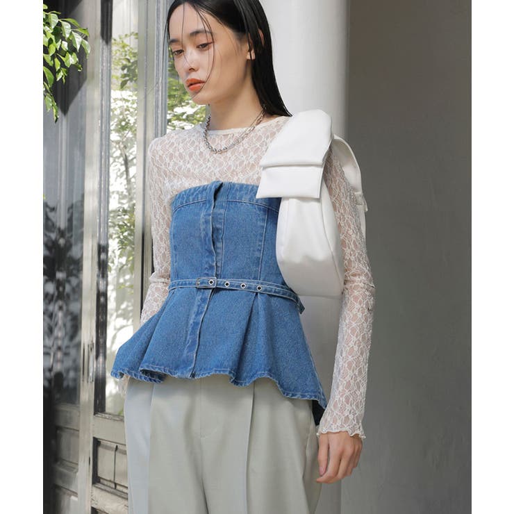 【洗える】デニムフレアベアトップ | VIS  | 詳細画像8 