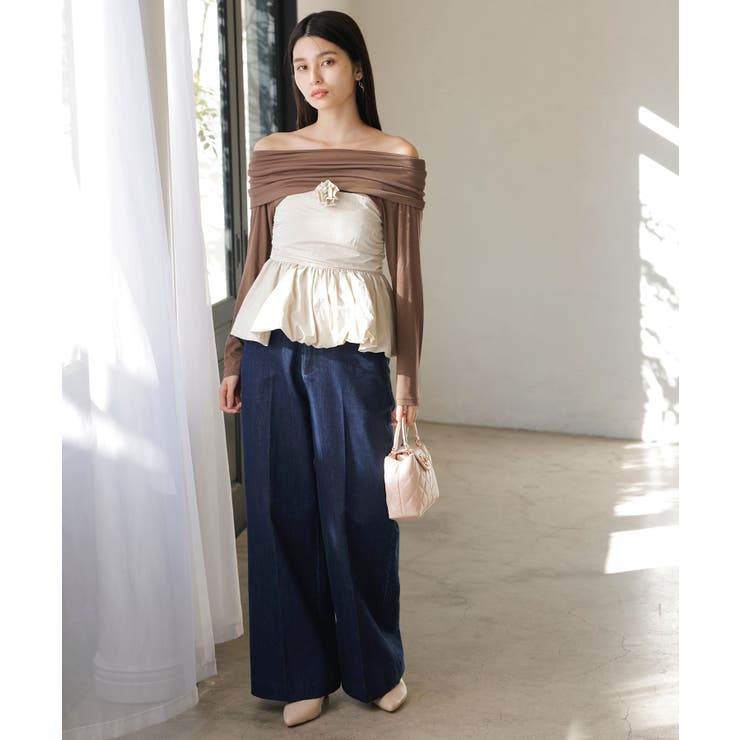 コサージュ付きバルーンナイロンビスチェ | VIS  | 詳細画像22 