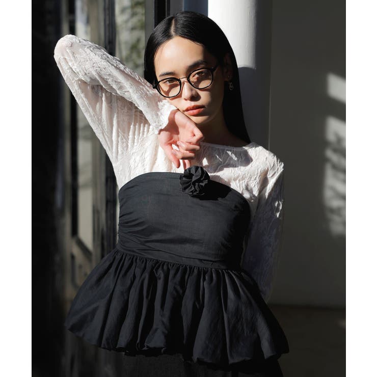 コサージュ付きバルーンナイロンビスチェ | VIS  | 詳細画像27 