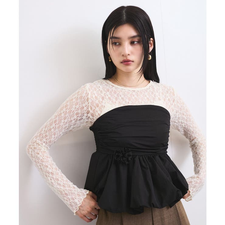 コサージュ付きバルーンナイロンビスチェ | VIS  | 詳細画像3 