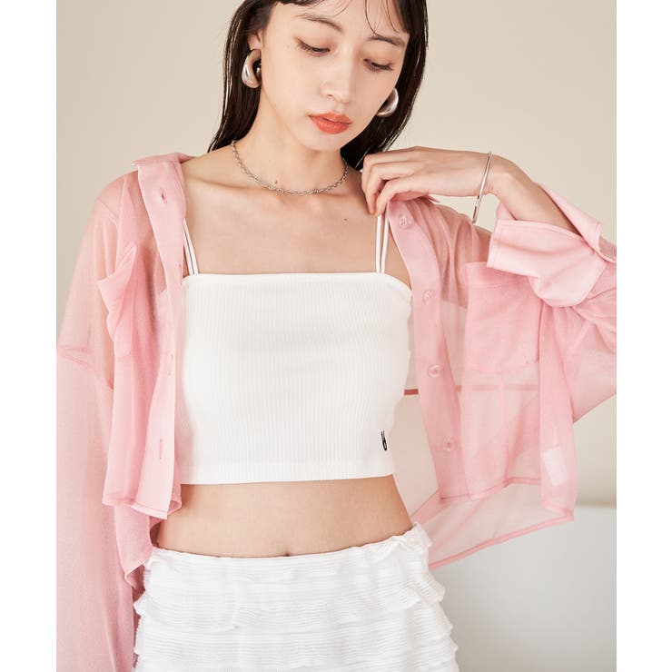 GOLDS♡ビジューバックル付き♡ラッフルフリルレース♡キャミトップス♡PINK GOLDS♡ビジューバックル付き♡ラッフルフリルレース♡キャミ