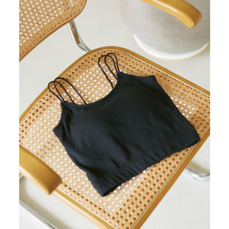ブラック(01) | 【洗える】ダブルストラップ短丈カップ付きキャミソール | VIS 