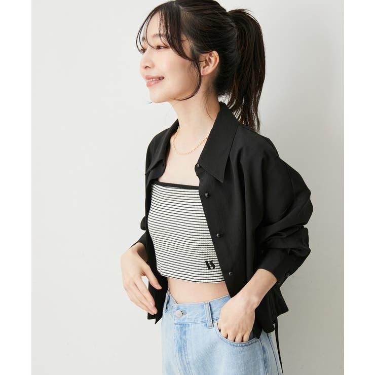 【ViVi12月号掲載】【選べる着丈】カップ付きロゴ刺繍キャミソール【洗える】 | VIS  | 詳細画像2 