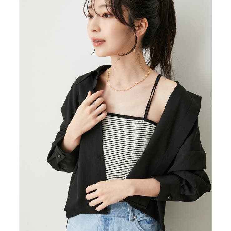 【ViVi12月号掲載】【選べる着丈】カップ付きロゴ刺繍キャミソール【洗える】 | VIS  | 詳細画像3 