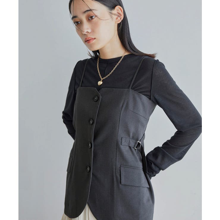 セットアップ対応】フロントボタンビスチェ【洗える】[品番