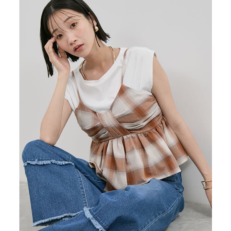 オンブレチェックリボンビスチェ[品番：VISW0050361]｜VIS （ビス ）の