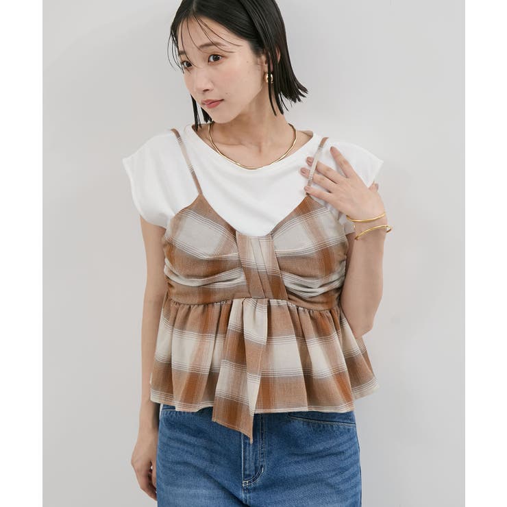 オンブレチェックリボンビスチェ[品番：VISW0050361]｜VIS （ビス ）の