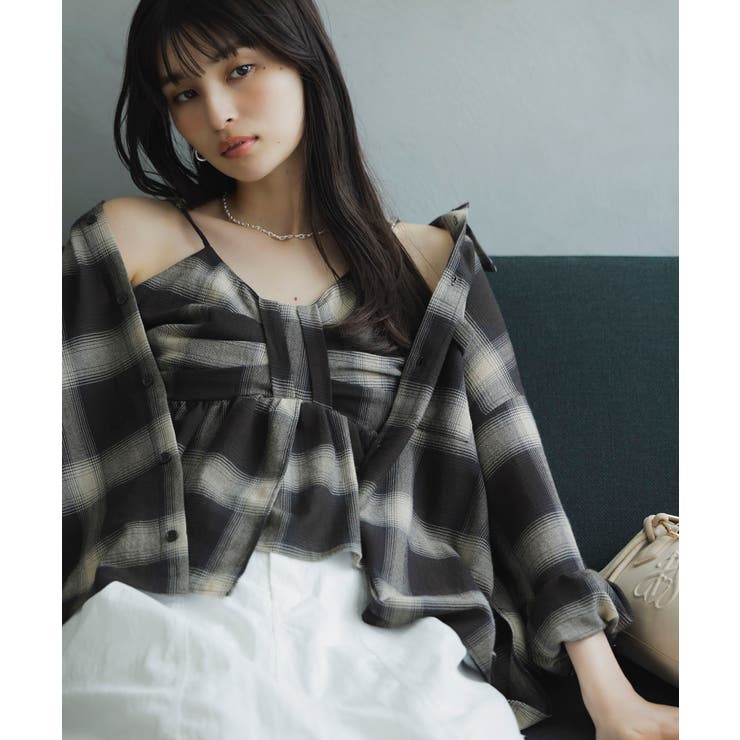 オンブレチェックリボンビスチェ[品番：VISW0050361]｜VIS （ビス ）の