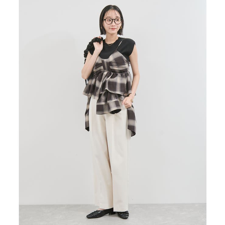 miyu.white.1213 オンブレチェックダブルリボンビスチェ mideal（マイディール）の「ombre check double ribbon bustier