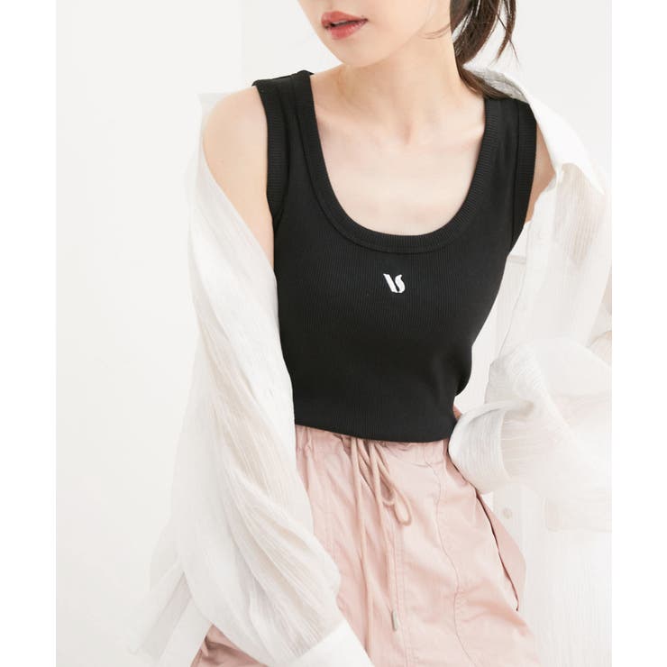 【洗える】フロントロゴ刺繍タンクトップ | VIS  | 詳細画像1 