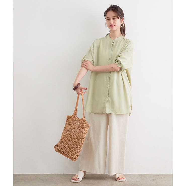 チュニック丈バンドカラーシャツ | VIS  | 詳細画像18 