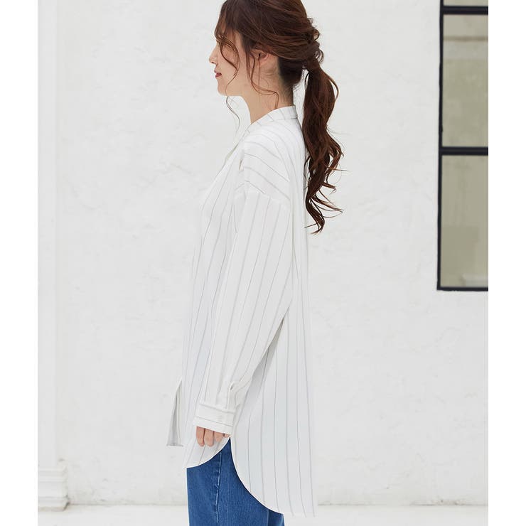 チュニック丈バンドカラーシャツ | VIS  | 詳細画像2 