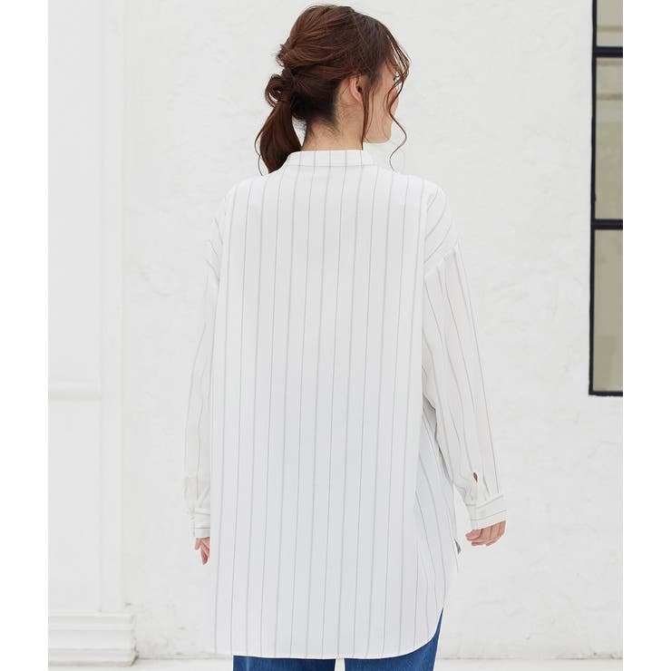 チュニック丈バンドカラーシャツ | VIS  | 詳細画像3 