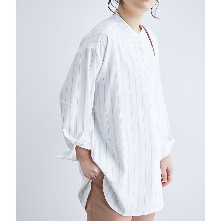 チュニック丈バンドカラーシャツ | VIS  | 詳細画像33 