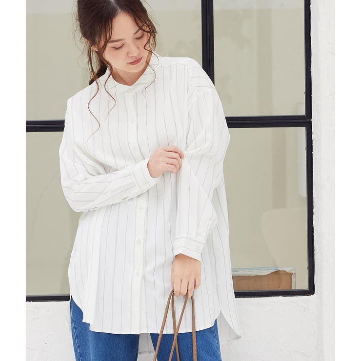 チュニック丈バンドカラーシャツ | VIS  | 詳細画像7 