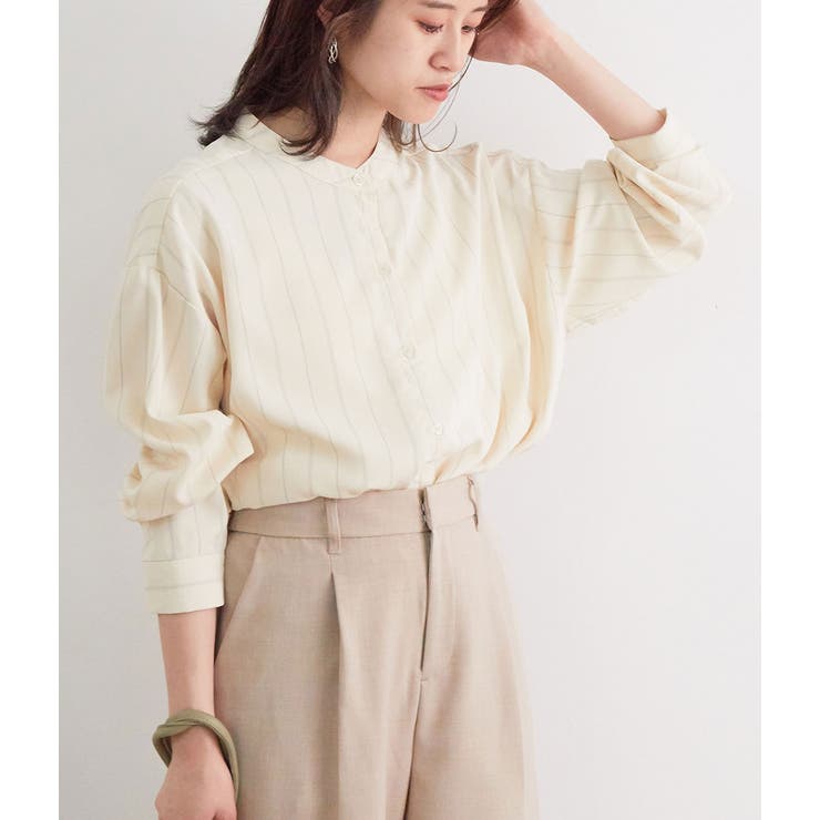 ベージュ系(28) | チュニック丈バンドカラーシャツ | VIS 