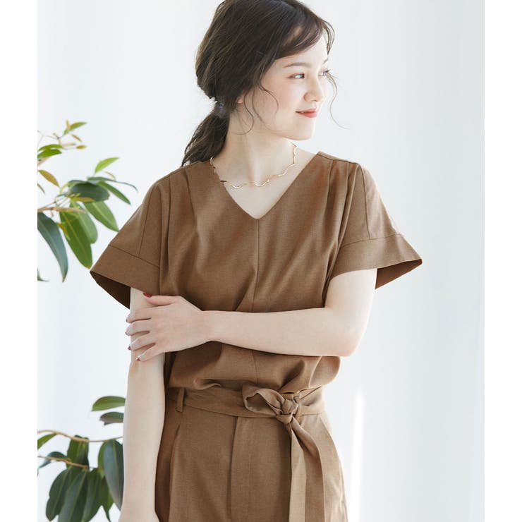 【セットアップ対応】【EASY CARE】麻調タックブラウス | VIS  | 詳細画像11 