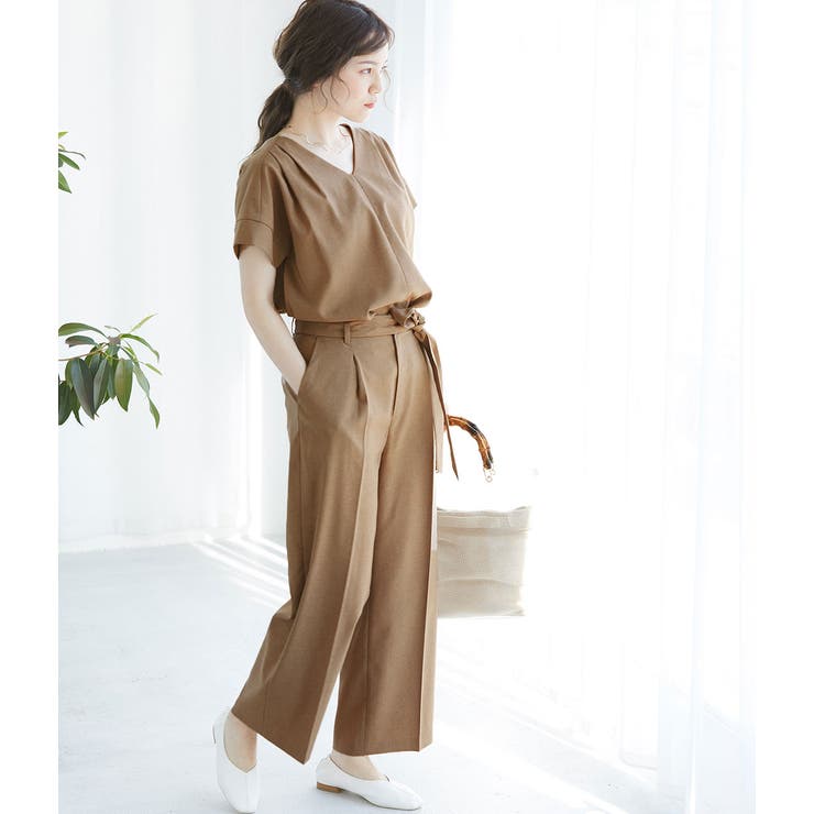 【セットアップ対応】【EASY CARE】麻調タックブラウス | VIS  | 詳細画像14 