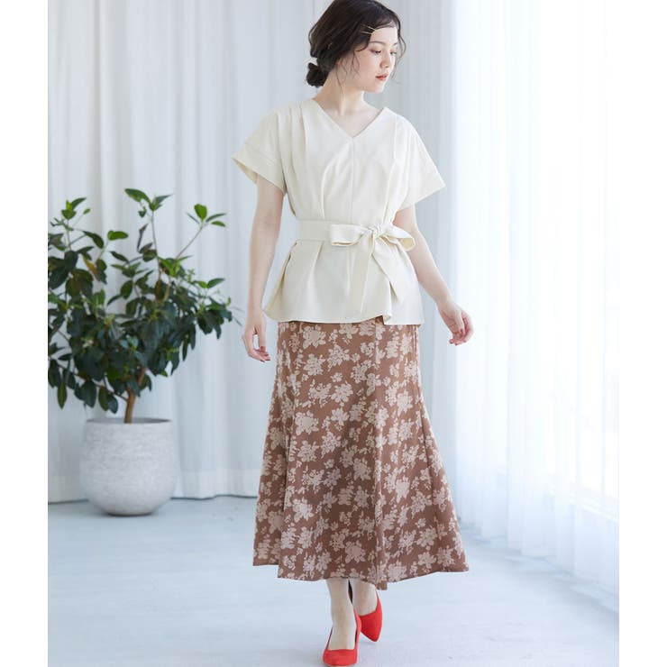 【セットアップ対応】【EASY CARE】麻調タックブラウス | VIS  | 詳細画像16 