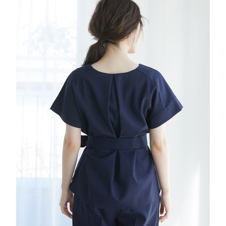 【セットアップ対応】【EASY CARE】麻調タックブラウス | VIS  | 詳細画像3 