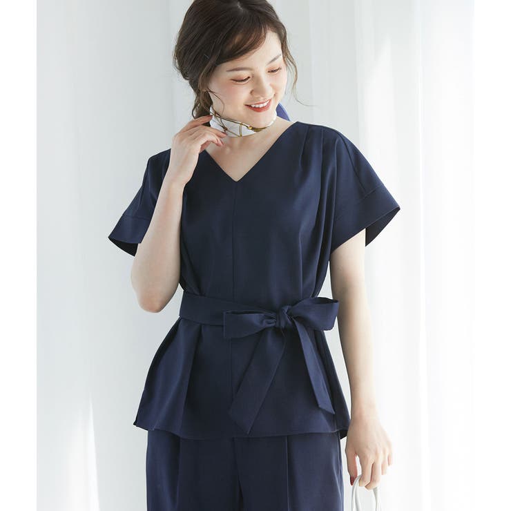 【セットアップ対応】【EASY CARE】麻調タックブラウス | VIS  | 詳細画像8 