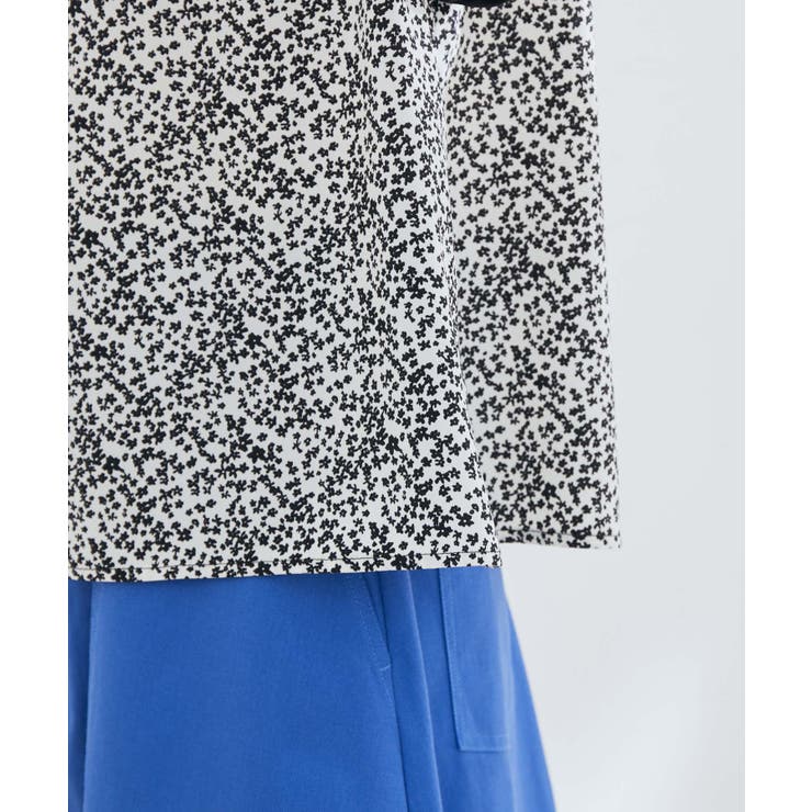 花柄＆無地スタンドネックパイピングスリーブブラウス | VIS  | 詳細画像25 