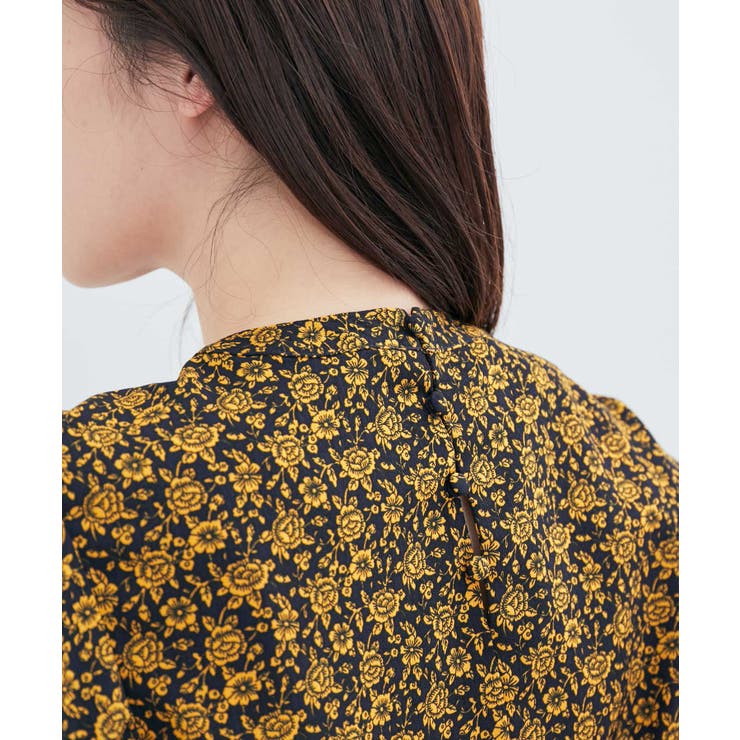 花柄＆無地スタンドネックパイピングスリーブブラウス | VIS  | 詳細画像4 