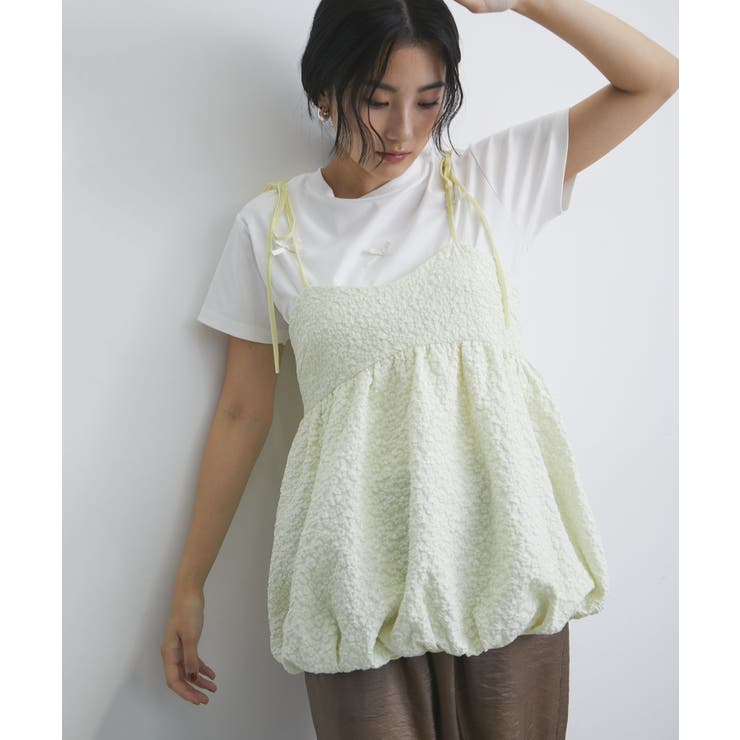 イエロー(80) | ジャガードバルーンリボンキャミソール | VIS 