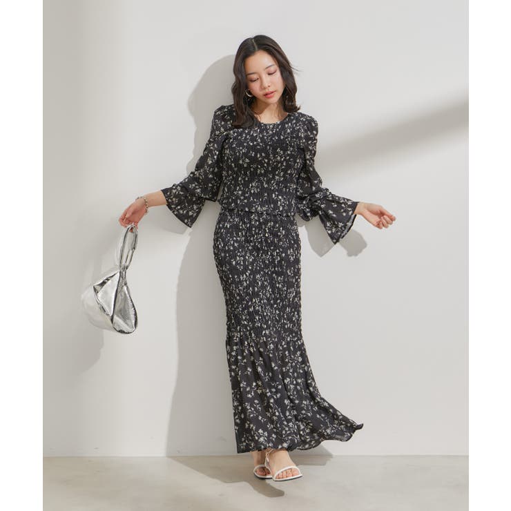 【セットアップ対応】花柄シャーリングブラウス | VIS  | 詳細画像11 