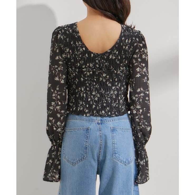 【セットアップ対応】花柄シャーリングブラウス | VIS  | 詳細画像17 