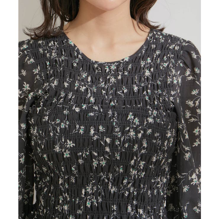 【セットアップ対応】花柄シャーリングブラウス | VIS  | 詳細画像18 