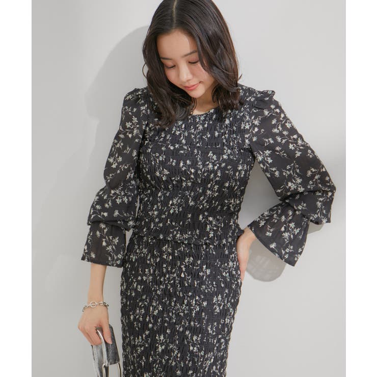 【セットアップ対応】花柄シャーリングブラウス | VIS  | 詳細画像8 