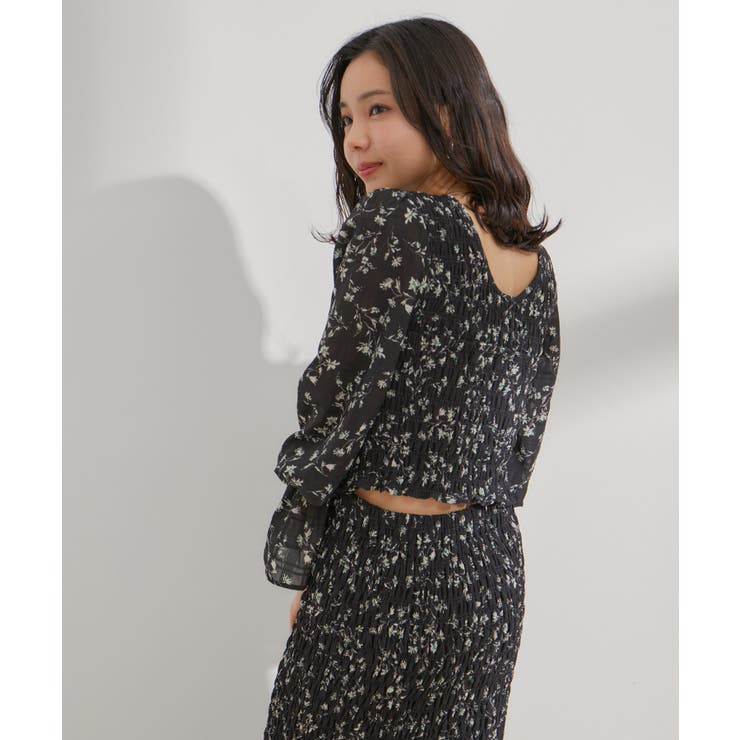 【セットアップ対応】花柄シャーリングブラウス | VIS  | 詳細画像9 