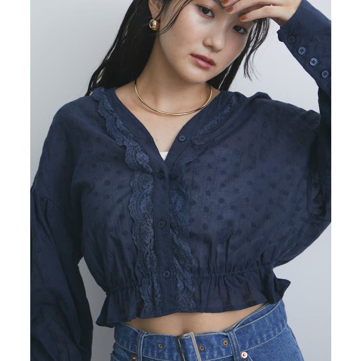 ネイビー系(43) | ドビーフラワーブラウス | VIS 