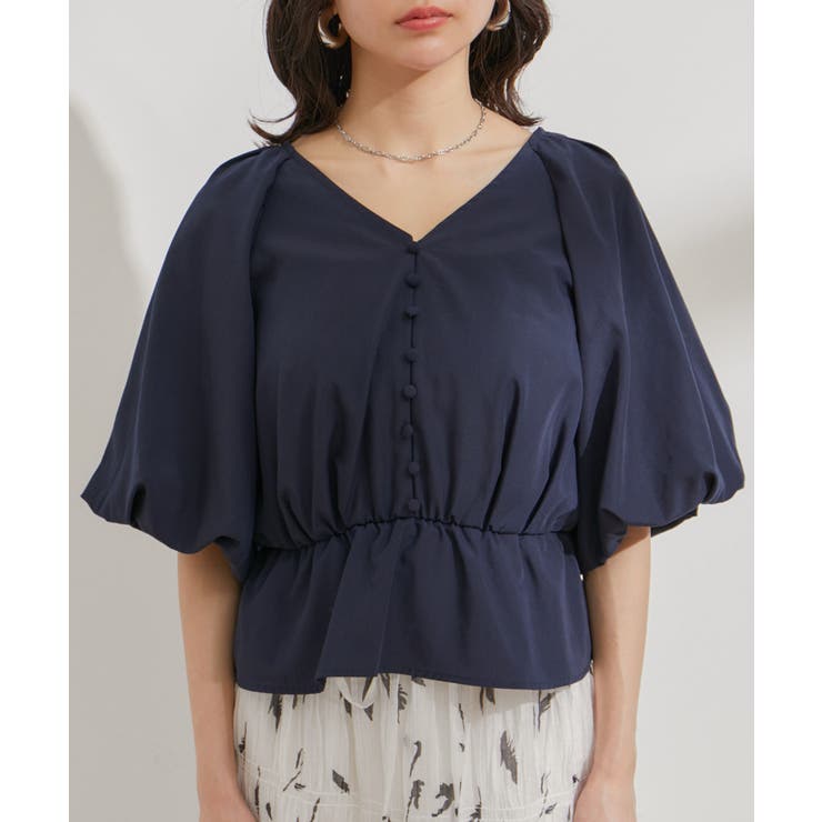 バルーンスリーブVネックブラウス | VIS  | 詳細画像16 