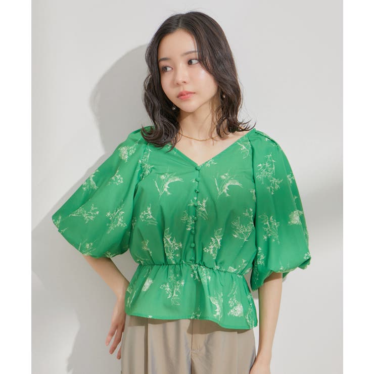 バルーンスリーブVネックブラウス | VIS  | 詳細画像7 