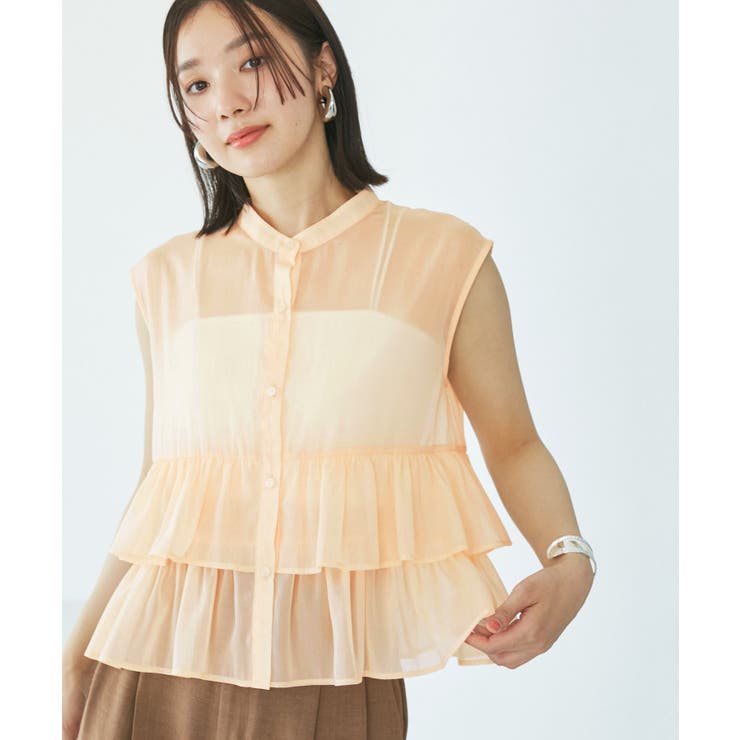 【洗える】シアーフリルブラウス | VIS  | 詳細画像1 