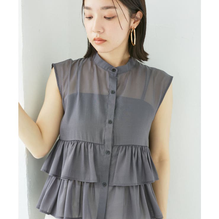 【洗える】シアーフリルブラウス | VIS  | 詳細画像10 