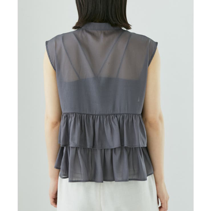 【洗える】シアーフリルブラウス | VIS  | 詳細画像14 