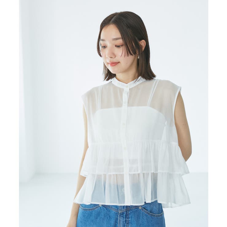 【洗える】シアーフリルブラウス | VIS  | 詳細画像5 